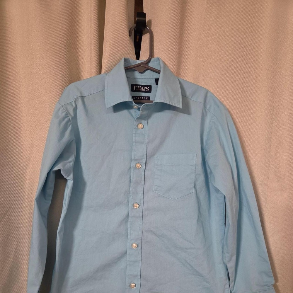 Chaps Blue Button-Up Boys Dress Shirt